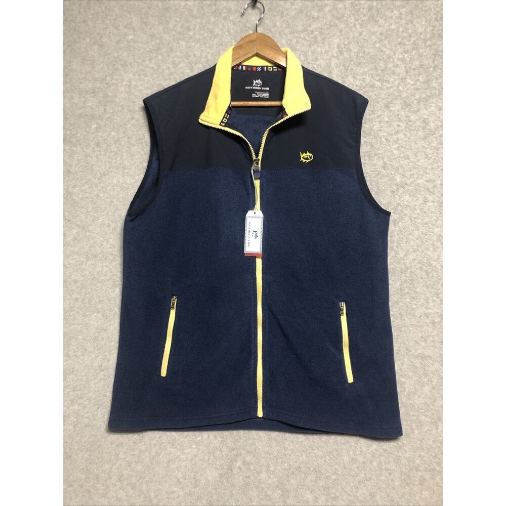 SOUTHERN TIDE Navy Blue CAMBRIDGE Full Zip Fleece VEST Jacket Mens LARGE NEW